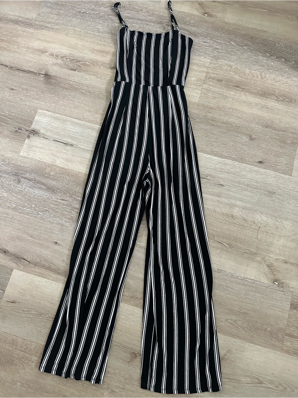 Striped Black & White Wide-Leg Jumpsuit